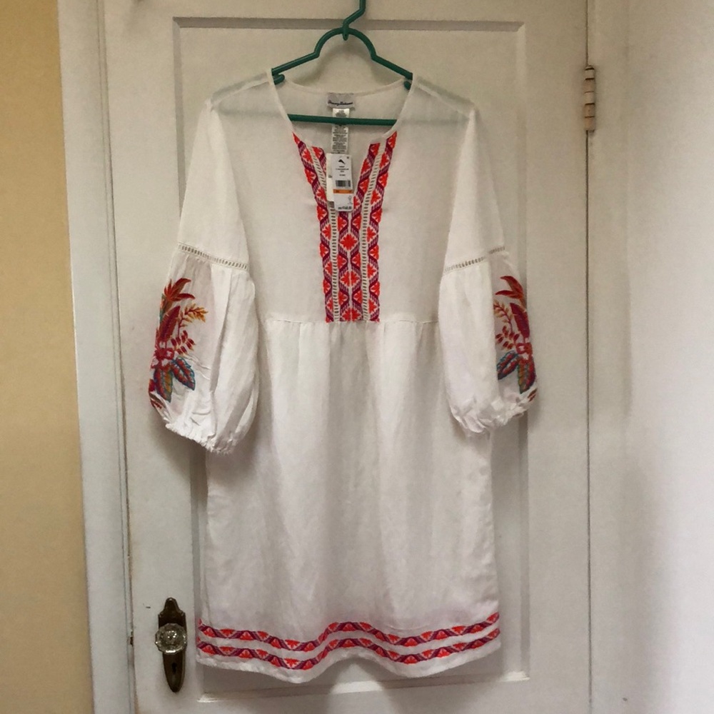 Tommy Bahama St. Lucia Tropical Long Sleeve Embroidered Cover-Up Dress